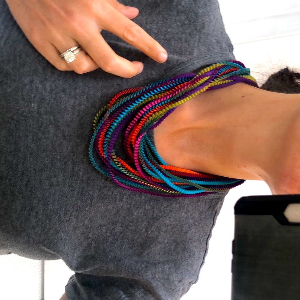 FUN comfy lightweight rainbow ribbon necklace